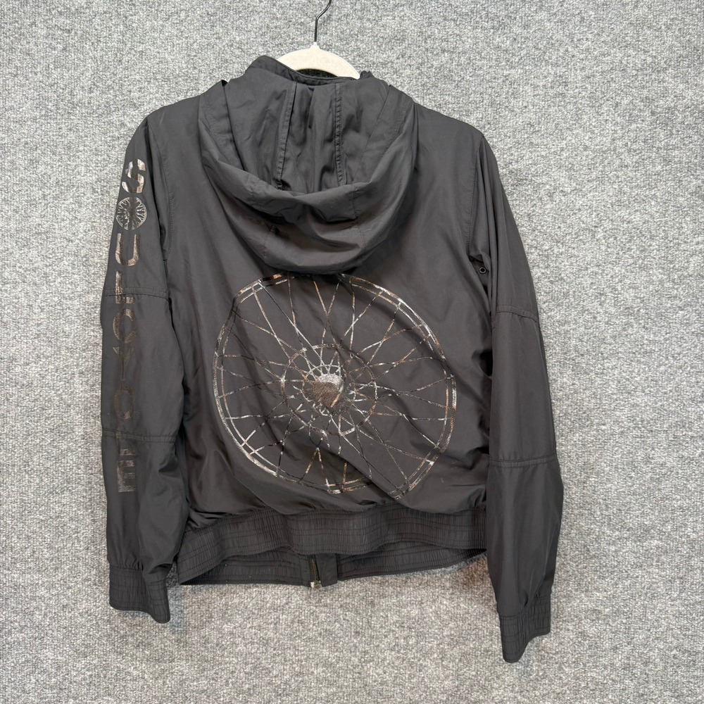Nike SoulCycle Windbreaker Women Medium Black Metallic Hooded Jacket Active